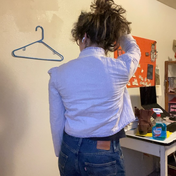 Lavender Quilted Women's Blazer with Lace Trim - Picture 6 of 10